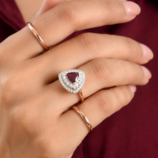 D'Joy AA Farbwechsel Granat, Moissanit Ring 925 Silber 750 Roségold vermeil (Größe 17.00)   (10-16 Werktage Lieferzeit) ca. 2,71 ct