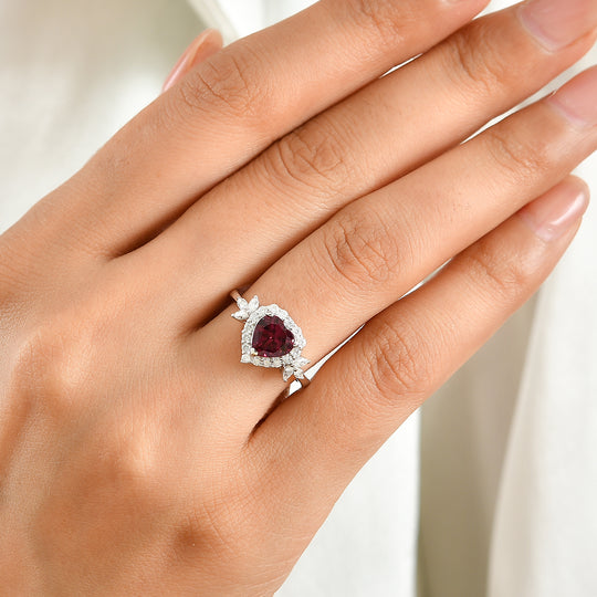D'Joy AA Farbwechsel Granat, Moissanit Ring 925 Silber Rhodiniert (Größe 18.00)   (10-16 Werktage Lieferzeit) ca. 2,24 ct