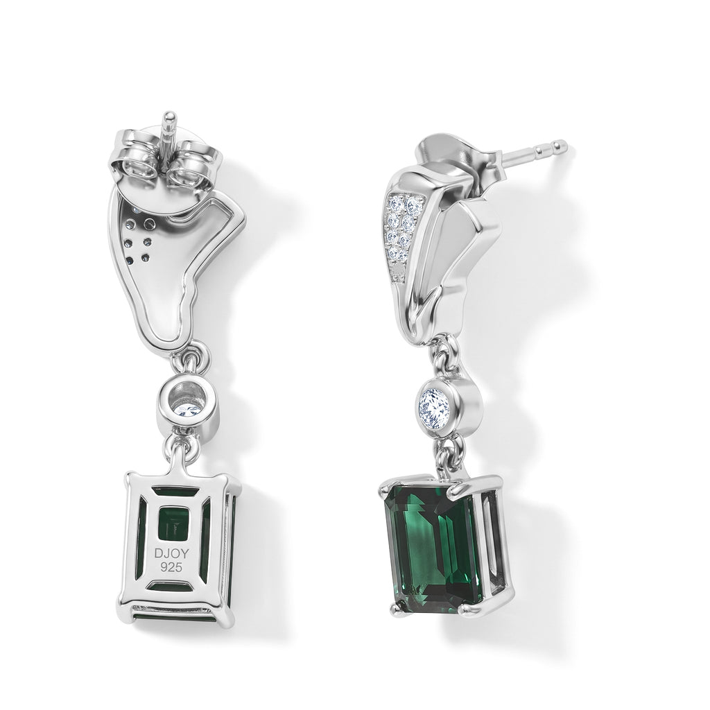D'Joy Alexandrit Quarz Triplette, Weißer Zirkon Ohrringe 925 Silber Platiniert ca. 4.03 ct