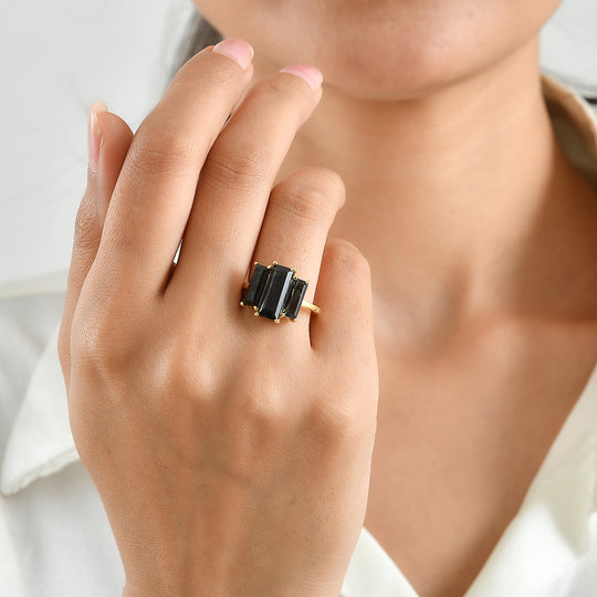 D'Joy Alexandrit Quarz Triplette Ring 925 Silber Gold (Größe 19.00) ca. 4,95 ct
