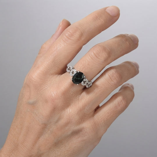 D'Joy Alexandrit Quarz Triplette, Weißer Zirkon Ring 925 Silber Platiniert (Größe 20.00) ca. 2,55 ct