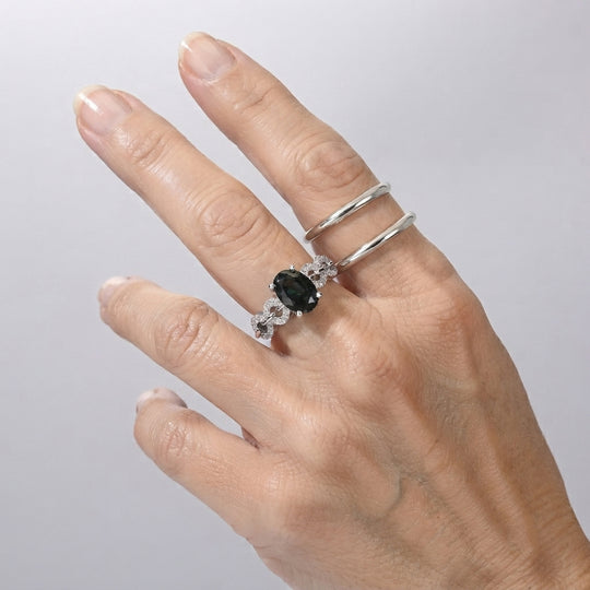 D'Joy Alexandrit Quarz Triplette, Weißer Zirkon Ring 925 Silber Platiniert (Größe 20.00) ca. 2,55 ct