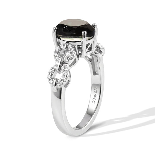 D'Joy Alexandrit Quarz Triplette, Weißer Zirkon Ring 925 Silber Platiniert (Größe 20.00) ca. 2,55 ct