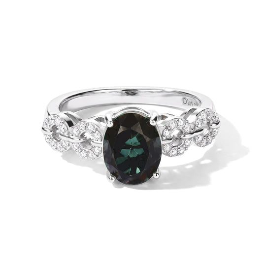 D'Joy Alexandrit Quarz Triplette, Weißer Zirkon Ring 925 Silber Platiniert (Größe 20.00) ca. 2,55 ct