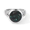 D'Joy Alexandrit Quarz Triplette, Weißer Zirkon Ring 925 Silber Rhodiniert (Größe 17.00) ca. 6,98 ct