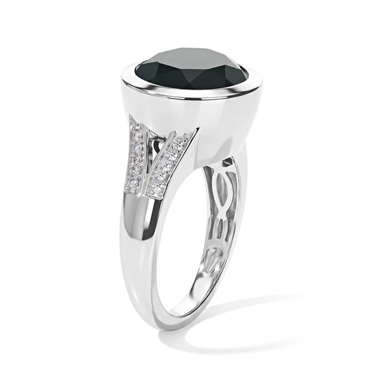 D'Joy Alexandrit Quarz Triplette, Weißer Zirkon Ring 925 Silber Rhodiniert (Größe 21.00) ca. 6,98 ct