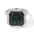 D'Joy Alexandrit Quarz Triplette, Weißer Zirkon Ring 925 Silber Rhodiniert (Größe 18.00) ca. 9,69 ct