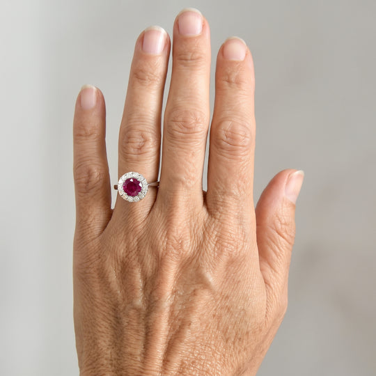 D'Joy AA Farbwechsel Granat, Moissanit Ring 925 Silber Rhodiniert (Größe 18.00)   (10-16 Werktage Lieferzeit) ca. 2,06 ct