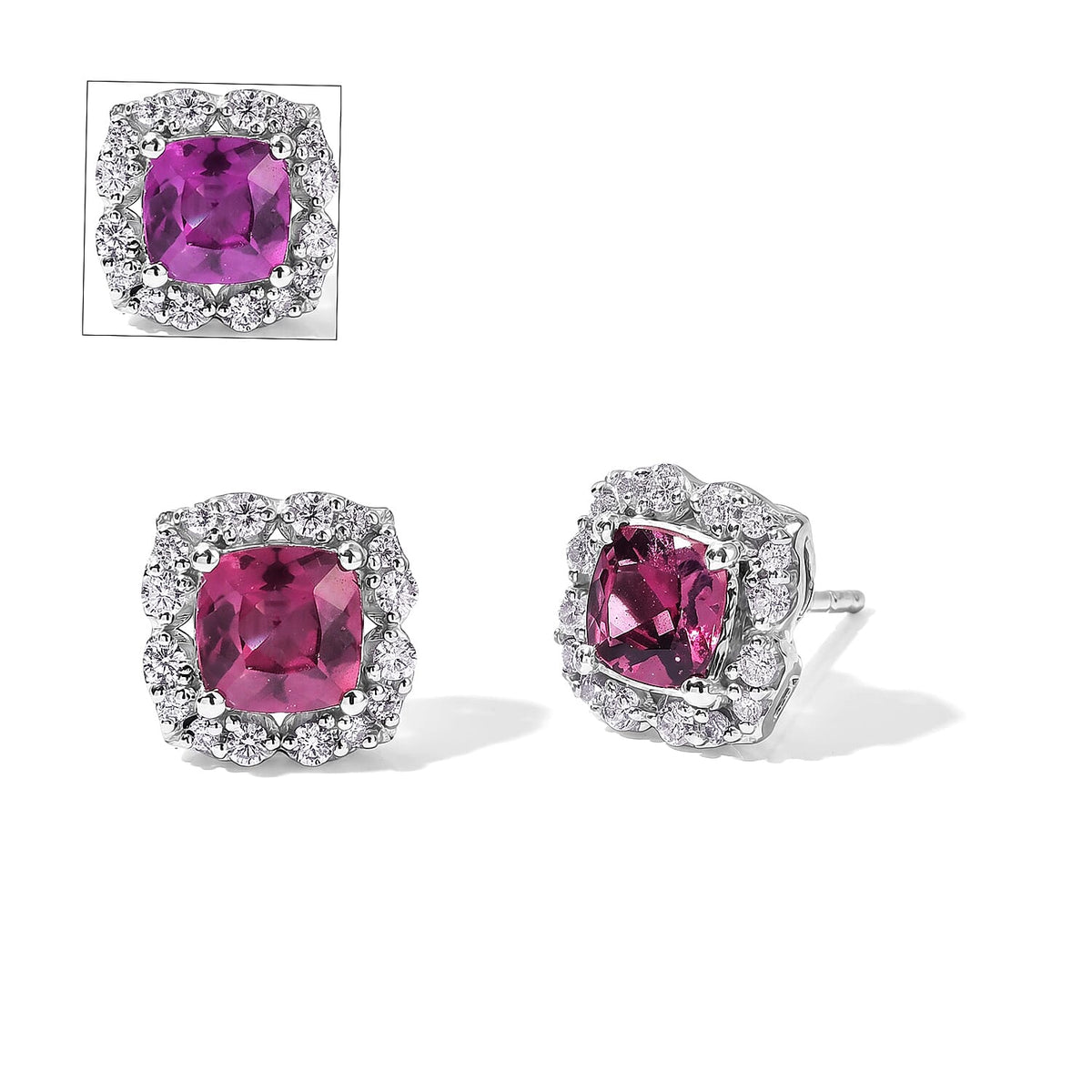 D'Joy AA Farbwechsel Granat, Moissanit Ohrringe 925 Silber Rhodiniert ca. 2,32 ct.