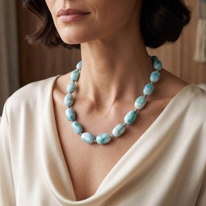 D'Joy Larimar Halskette ca. 45 cm + 5 cm Extender  925 Silber Rhodiniert ca. 210,00 ct.