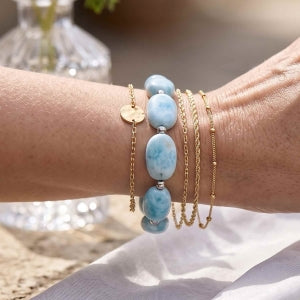 D'Joy Larimar Armband ca. 19 cm + 5 cm Extender  925 Silber Rhodiniert ca. 90,00 ct.