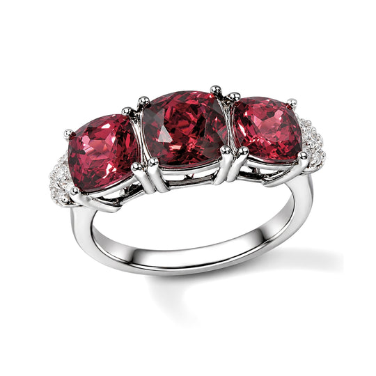 D'Joy AA Rosa Granat Ring 925 Silber Rhodiniert (Größe 18.00)   (10-16 Werktage Lieferzeit) ca. 4,01 ct
