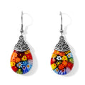 Mehrfarbiges Murano-Stil Glas Ohrringe 316L Edelstahl 30.00 ct
