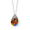 Mehrfarbiges Murano-Stil Glas Halskette ca. 50 cm 316L Edelstahl Schwarz oxidiert