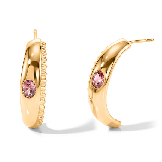 D'Joy AA Blush Turmalin Ohrringe 925 Silber 750 Gelbgold vermeil ca. 0,70 ct.