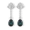 D'Joy Alexandrit Quarz Triplette, Weißer Zirkon Ohrringe 925 Silber Platiniert ca. 3,38 ct.