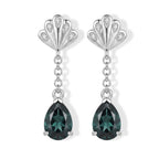D'Joy Alexandrit Quarz Triplette, Weißer Zirkon Ohrringe 925 Silber Platiniert ca. 3,38 ct.