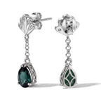 D'Joy Alexandrit Quarz Triplette, Weißer Zirkon Ohrringe 925 Silber Platiniert ca. 3,38 ct.