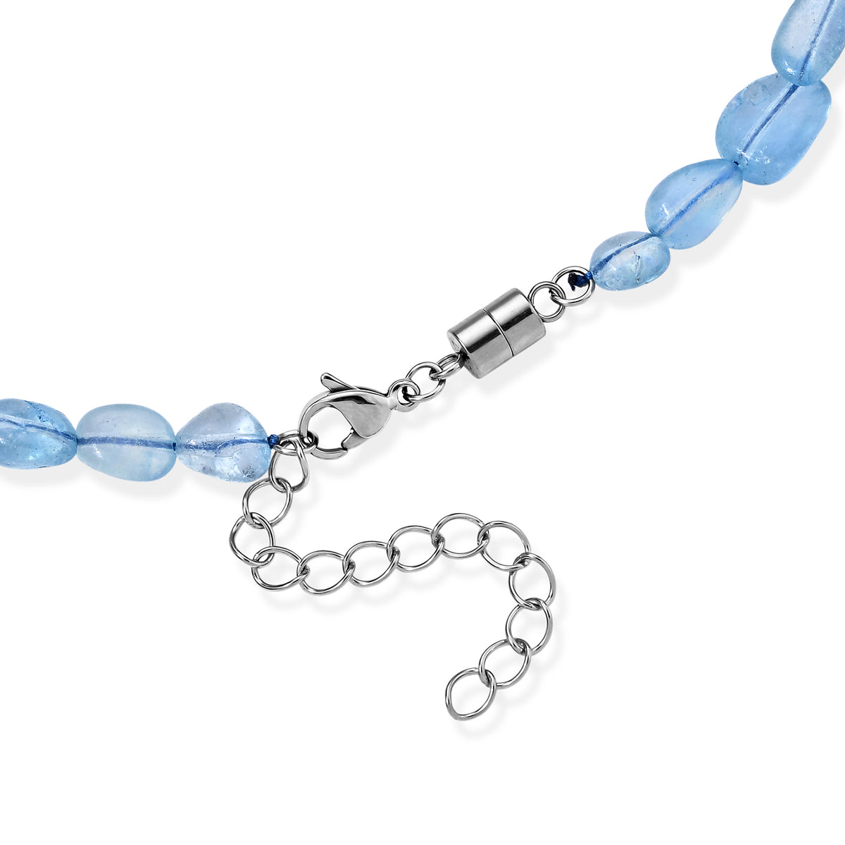 Aquamarin Halskette ca. 45 cm + 5 cm Extender 316L Edelstahl ca. 70,00 ct.
