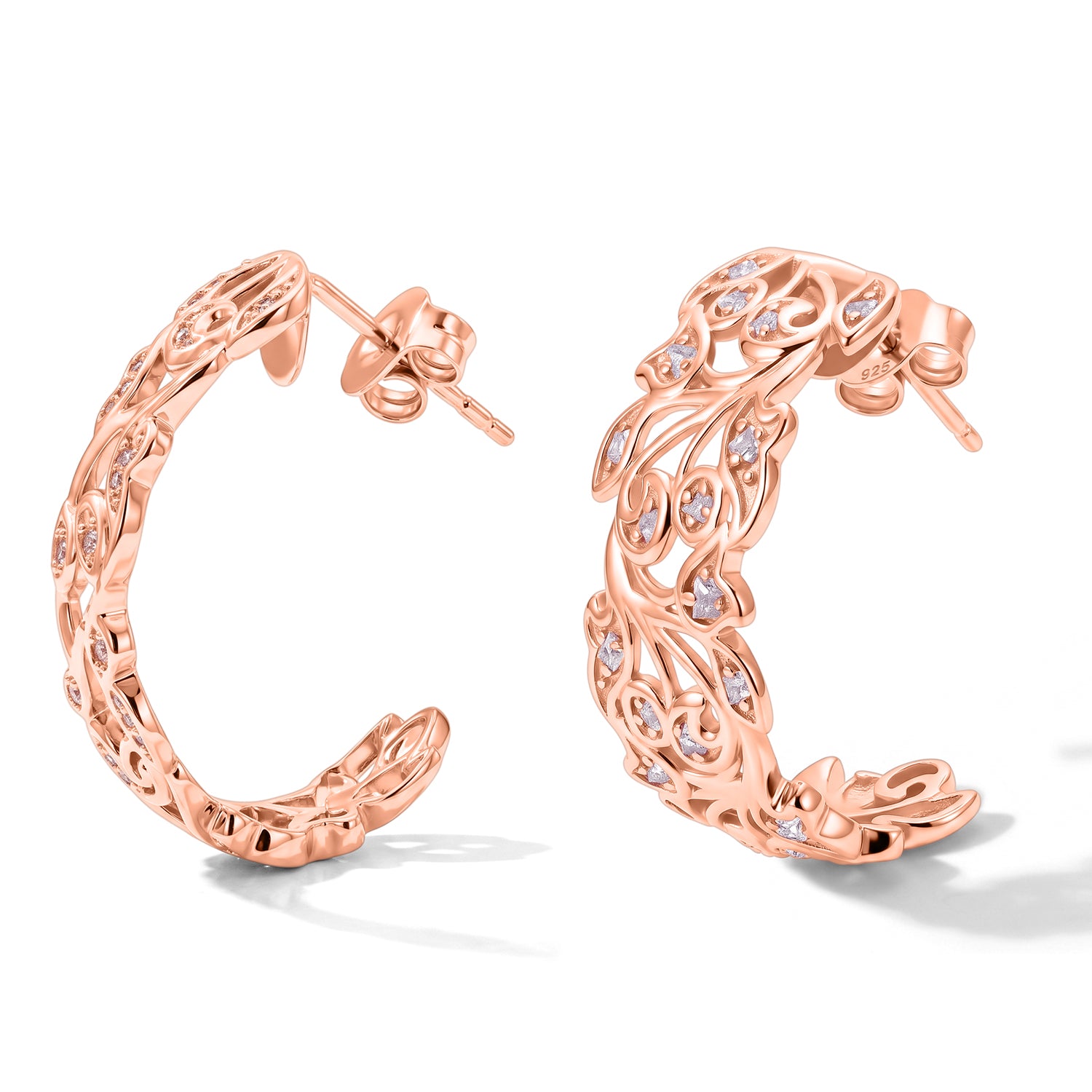D'Joy Rosa Diamant Ohrringe 925 Silber 750 Roségold vermeil (10-15 Werktage Lieferzeit) ca. 0,24 ct.