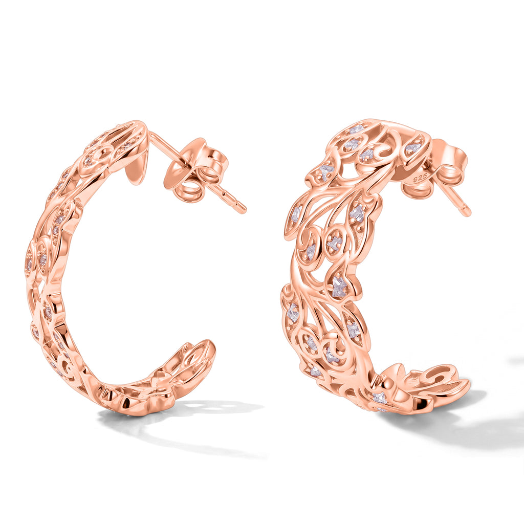 D'Joy Rosa Diamant Ohrringe 925 Silber 750 Roségold vermeil (10-15 Werktage Lieferzeit) ca. 0,24 ct.