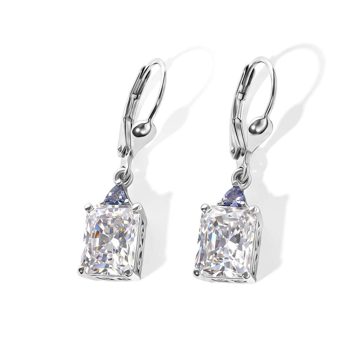 D'Joy Moissanit, Tansanit Ohrringe 925 Silber Rhodiniert ca. 5,02 ct.