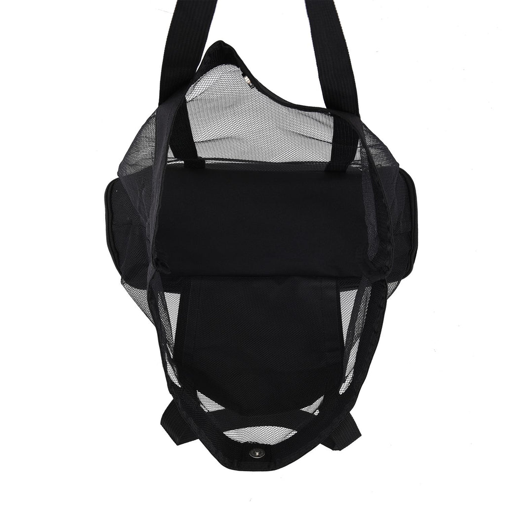 Zweistöckige Netz-Einkaufstasche mit Kühlfach, 37x15x42cm, schwarz