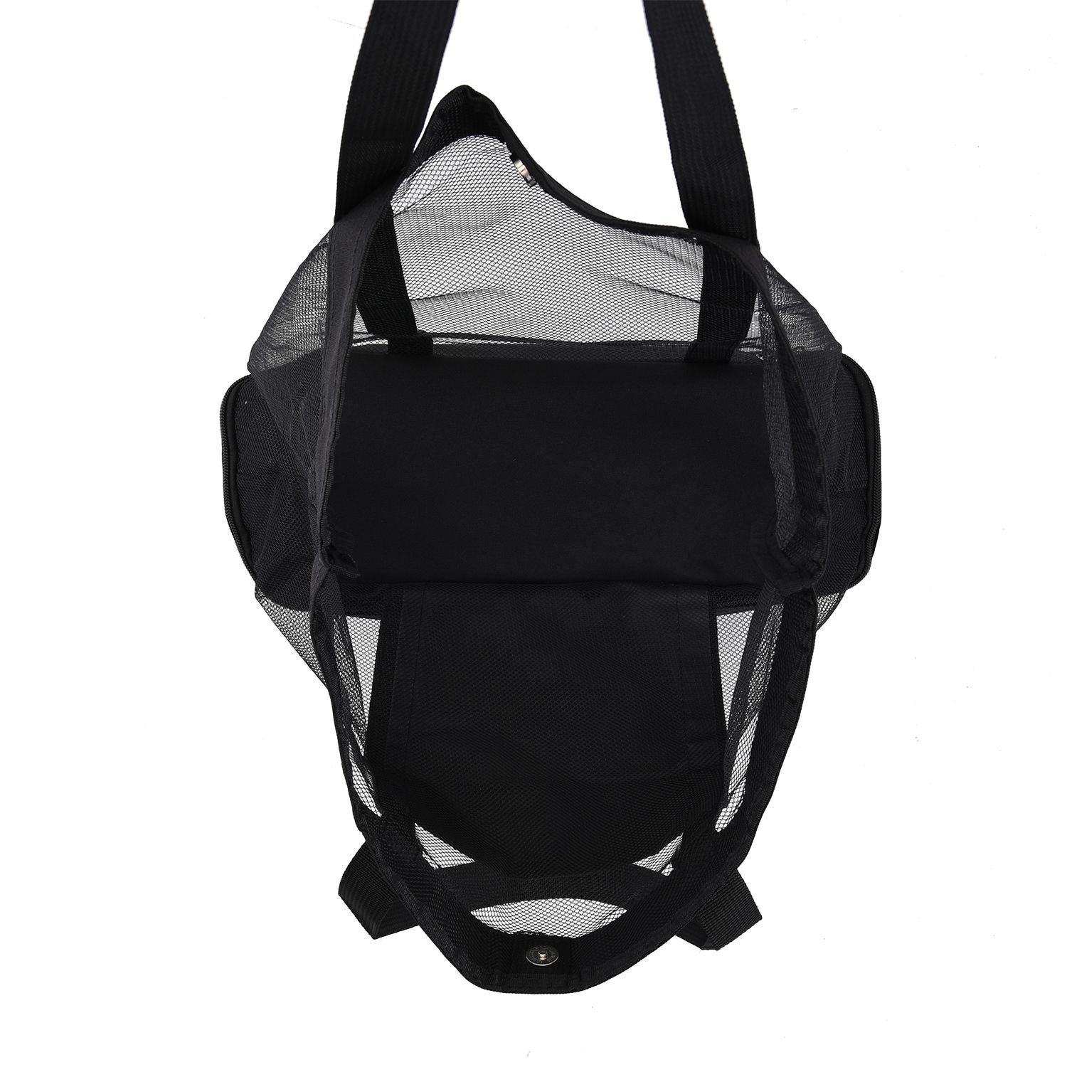 Zweistöckige Netz-Einkaufstasche mit Kühlfach, 37x15x42cm, schwarz