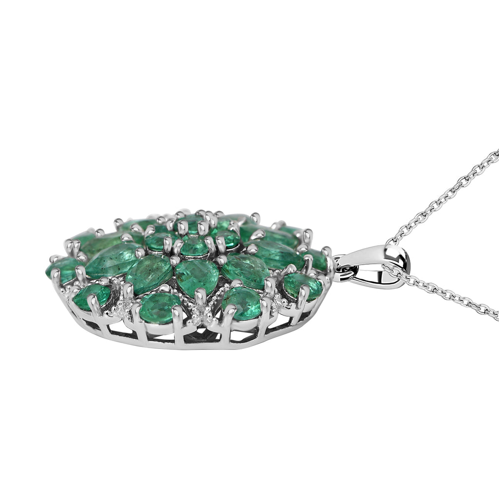 AAA Kagem sambischer Smaragd-Anhänger mit kette, 925 Silber rhodiniert ca. 3,28 ct