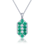 AAA Kagem Sambischer Smaragd und Zirkon Anhänger mit kette, 925 Silber rhodiniert ca. 1,89 ct