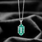 AAA Kagem Sambischer Smaragd und Zirkon Anhänger mit kette, 925 Silber rhodiniert ca. 1,89 ct