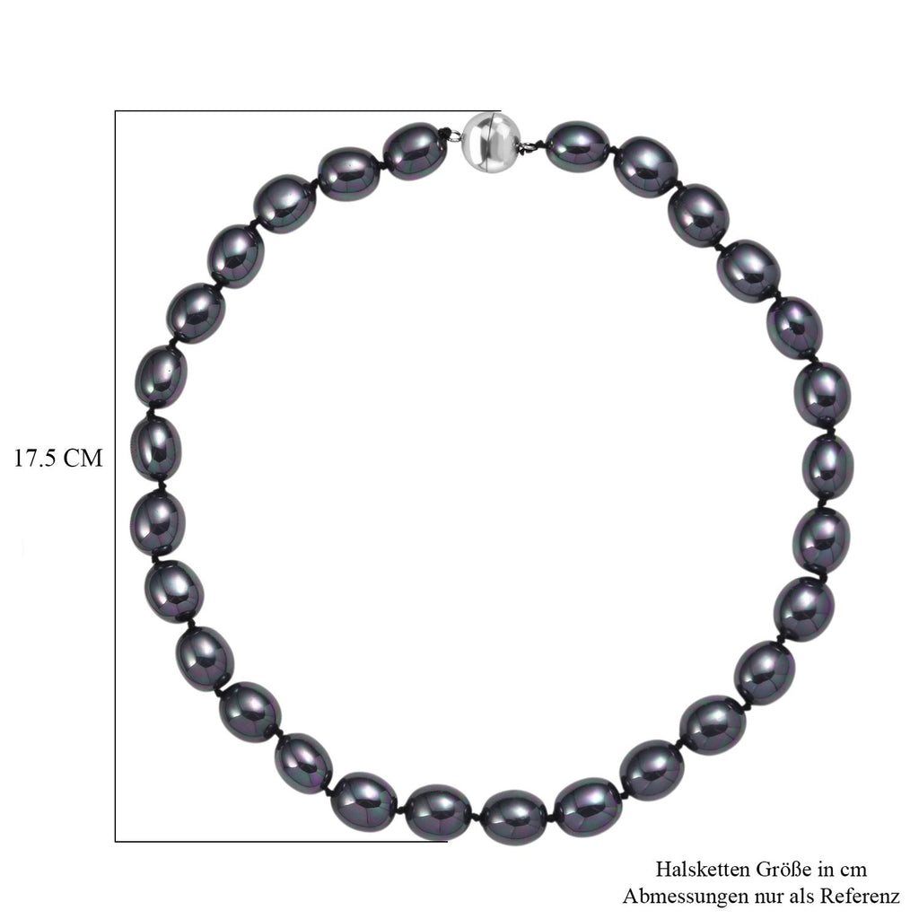 Pfaufarbene Oval Muschelkernperle 50cm Halskette und flexibles Armband