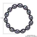 Pfaufarbene Oval Muschelkernperle 50cm Halskette und flexibles Armband