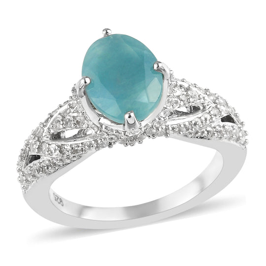 Grandidierit und Zirkon Ring 925 Silber platiniert (Größe 16.00) ca. 2,75 ct