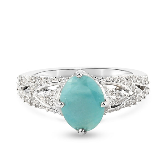 Grandidierit und Zirkon Ring 925 Silber platiniert (Größe 16.00) ca. 2,75 ct
