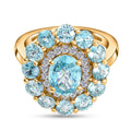 Kambodschanischer, blauer Zirkon-Ring, 925 Silber vergoldet (Größe 16.00) ca. 5,79 ct