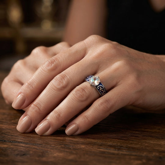 GP - Merkur mystischer Topas, Kanchanaburi Blauer Saphir Ring 925 Silber Rhodiniert und 750 Gelbgold Vermeil (Größe 18.00) ca. 1,50 ct