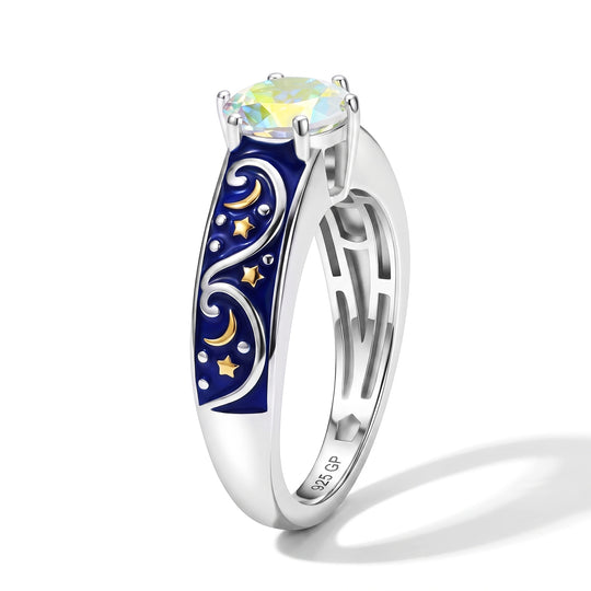 GP - Merkur mystischer Topas, Kanchanaburi Blauer Saphir Ring 925 Silber Rhodiniert und 750 Gelbgold Vermeil (Größe 18.00) ca. 1,50 ct