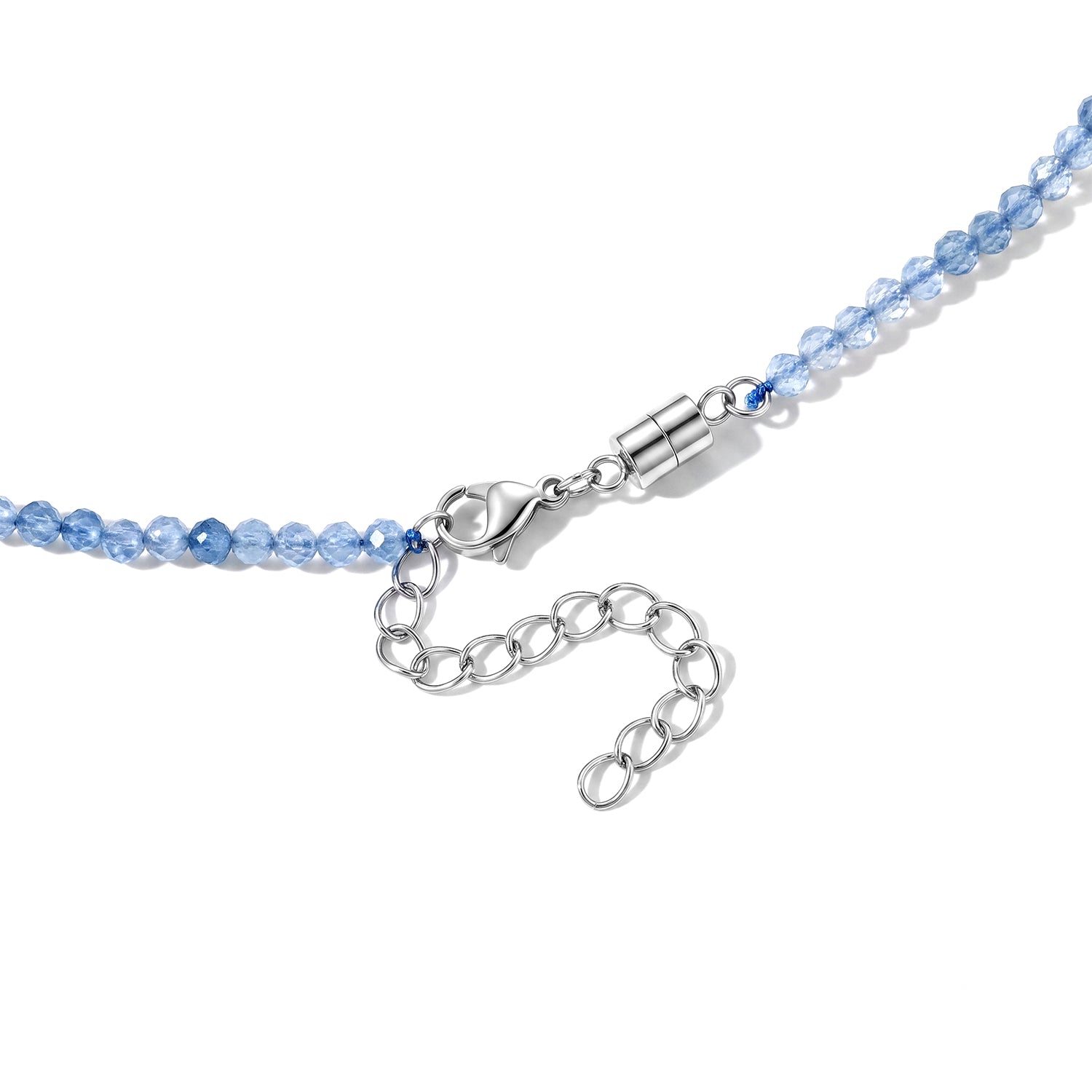 Hämatit und Aquamarin 50+5cm Edelstahl Halskette - 45 ct.