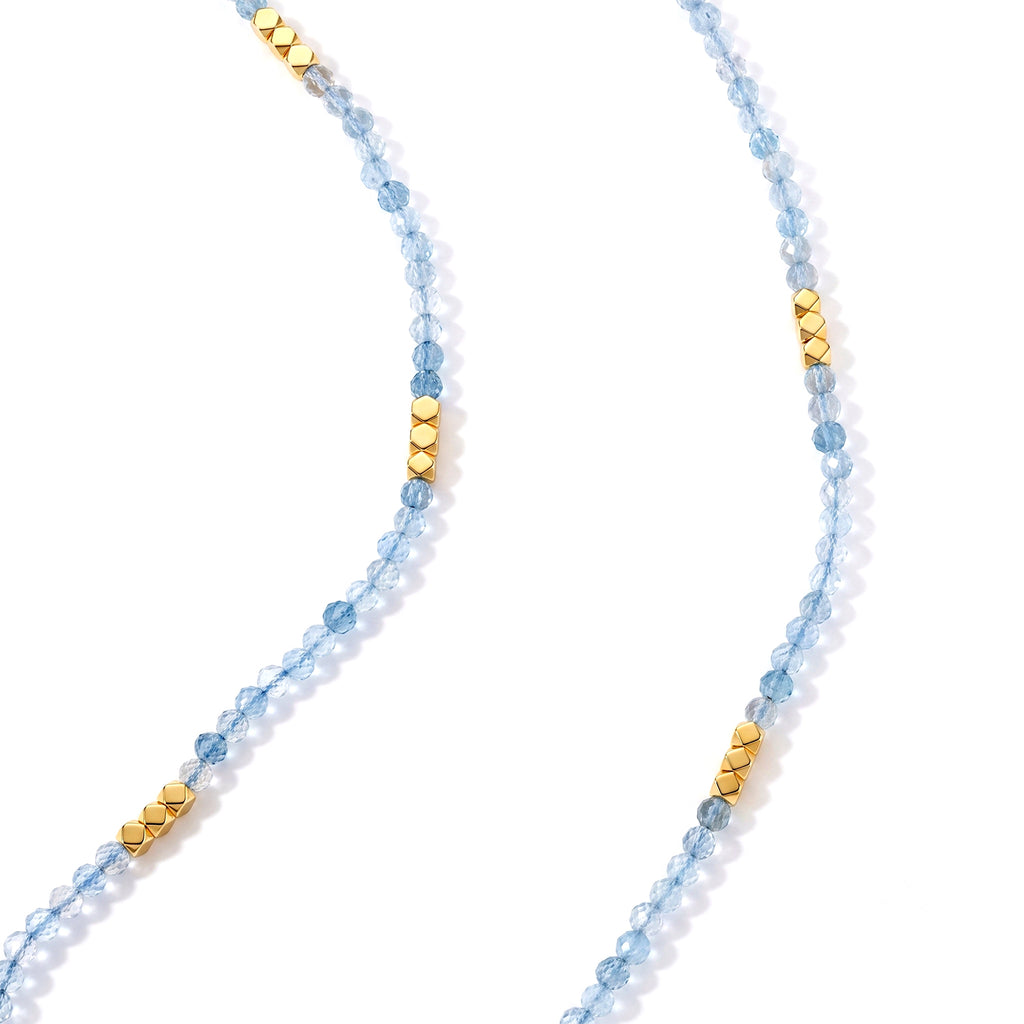 Hämatit und Aquamarin 50+5cm Edelstahl Halskette - 45 ct.