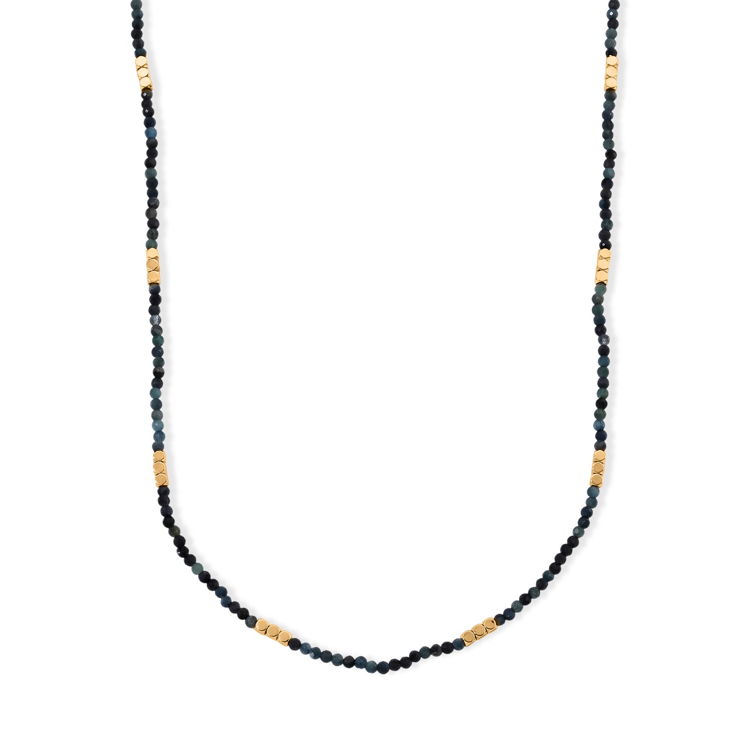 Hämatit und Lagunen Turmalin 50+5cm Edelstahl Halskette - 45 ct.