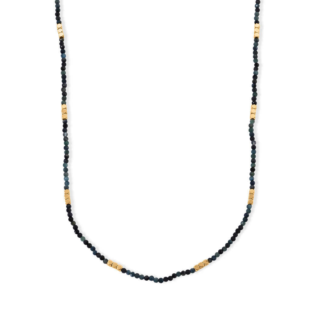 Hämatit und Lagunen Turmalin 50+5cm Edelstahl Halskette - 45 ct.