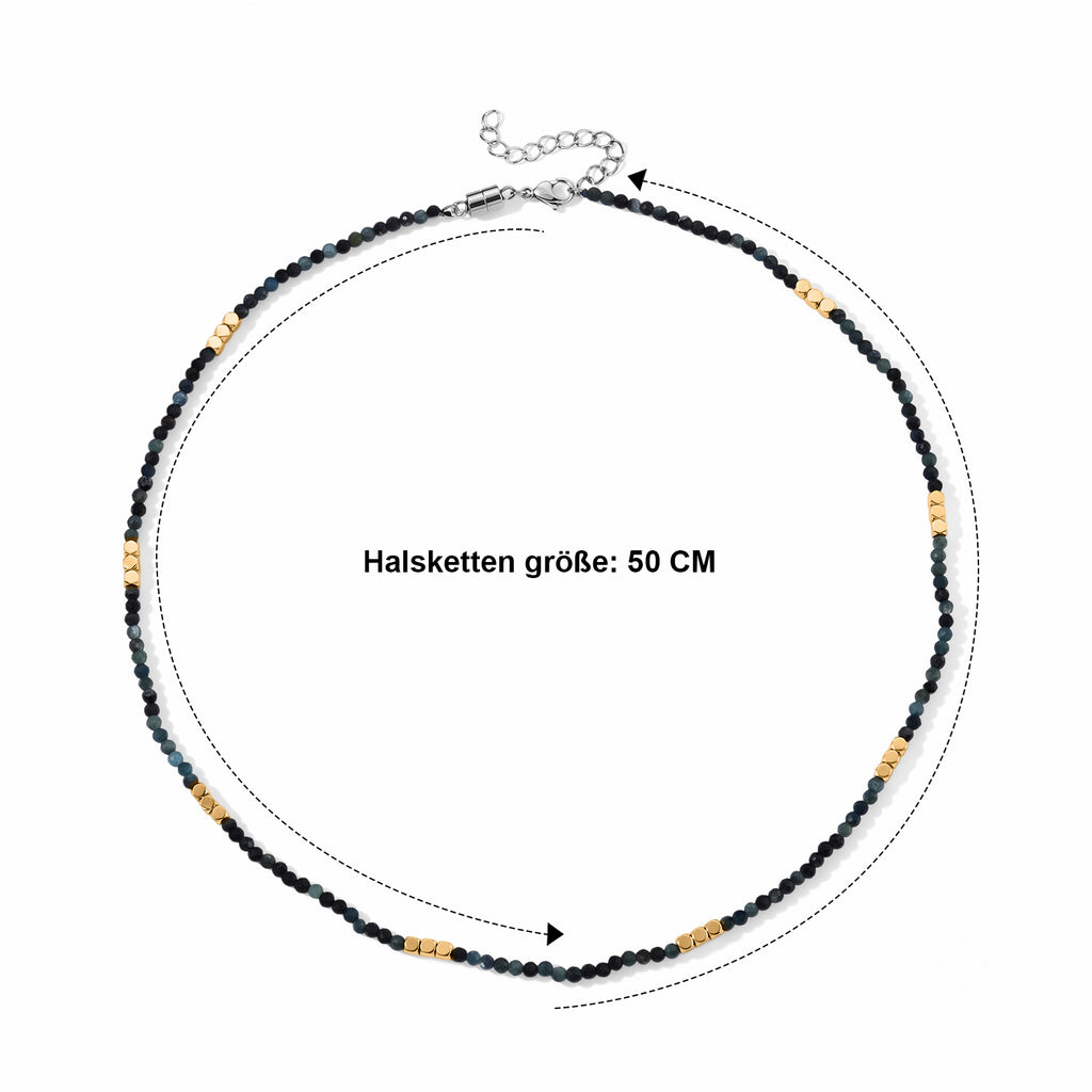 Hämatit und Lagunen Turmalin 50+5cm Edelstahl Halskette - 45 ct.