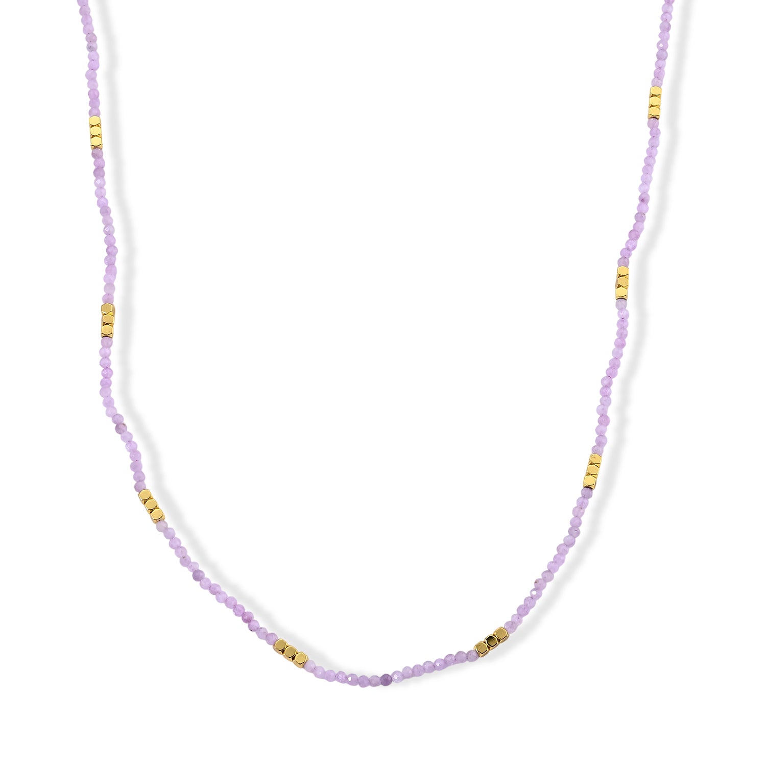 Hämatit und Kunzit 50+5cm Edelstahl Halskette - 40 ct.
