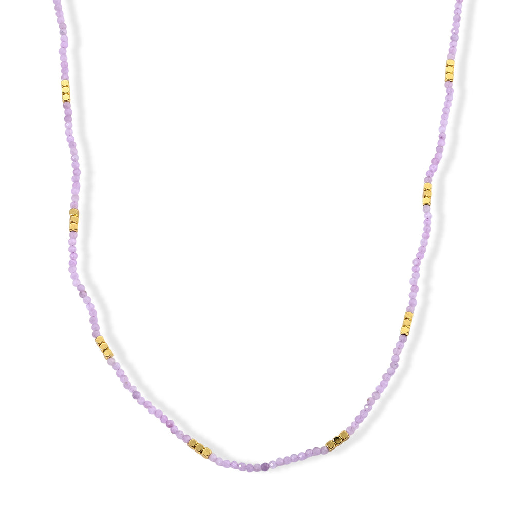 Hämatit und Kunzit 50+5cm Edelstahl Halskette - 40 ct.