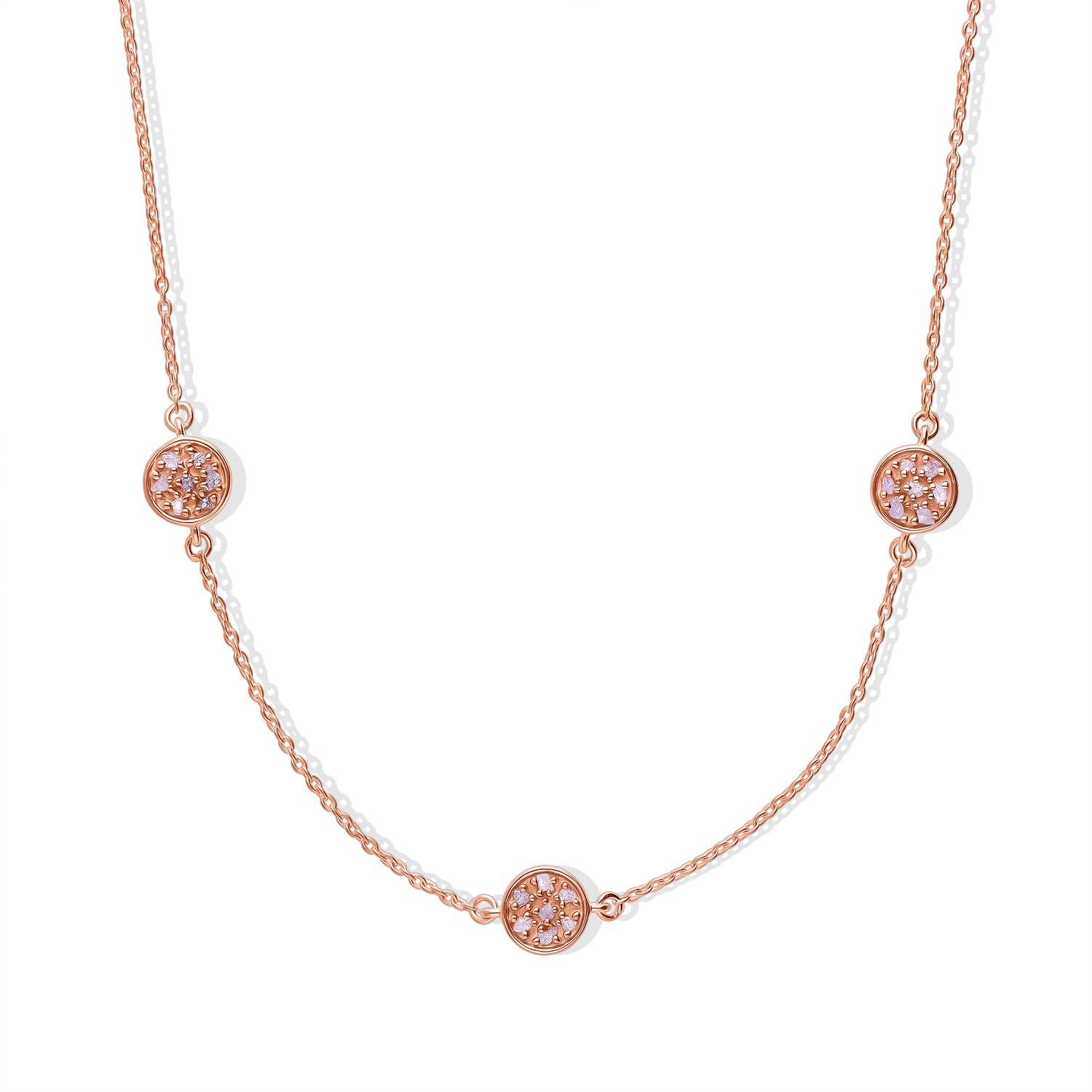 D'Joy Natürlicher Rosa Diamant (roh) Halskette ca. 45 cm  + 5 cm Extender 925 Silber 750 Roségold vermeil ca. 0.70 ct