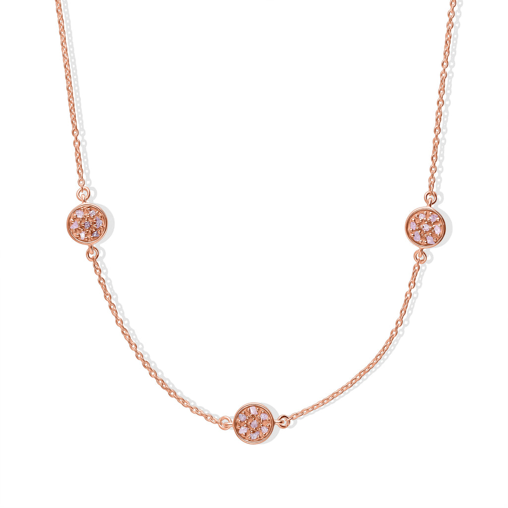 D'Joy Natürlicher Rosa Diamant (roh) Halskette ca. 45 cm  + 5 cm Extender 925 Silber 750 Roségold vermeil ca. 0.70 ct