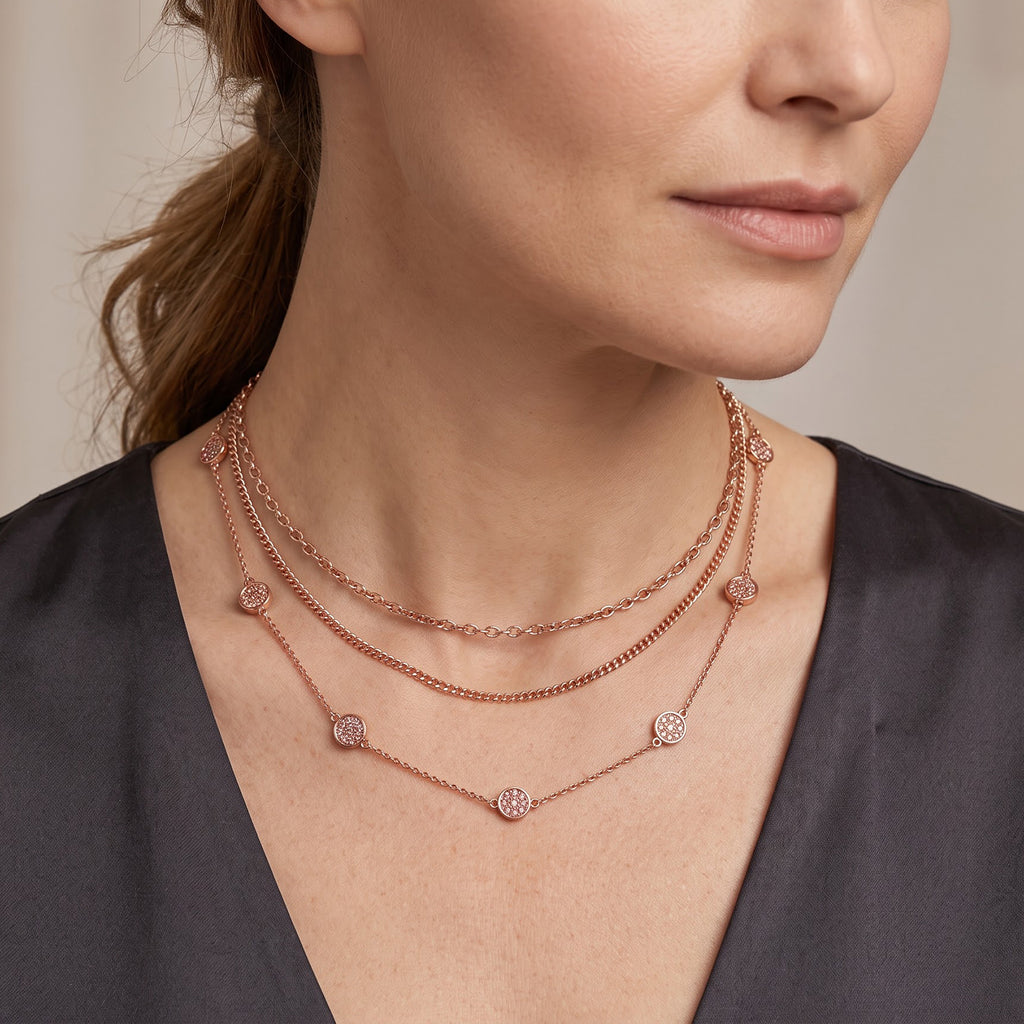 D'Joy Natürlicher Rosa Diamant (roh) Halskette ca. 45 cm  + 5 cm Extender 925 Silber 750 Roségold vermeil ca. 0.70 ct