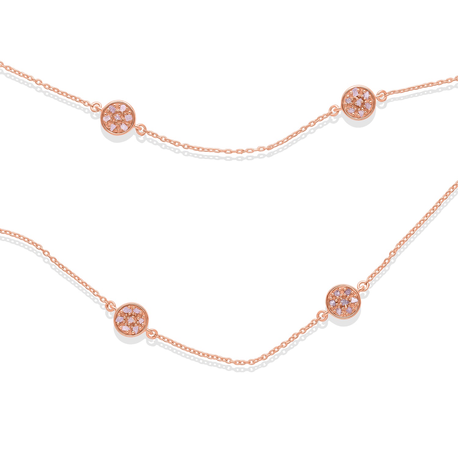 D'Joy Natürlicher Rosa Diamant (roh) Halskette ca. 45 cm  + 5 cm Extender 925 Silber 750 Roségold vermeil ca. 0.70 ct