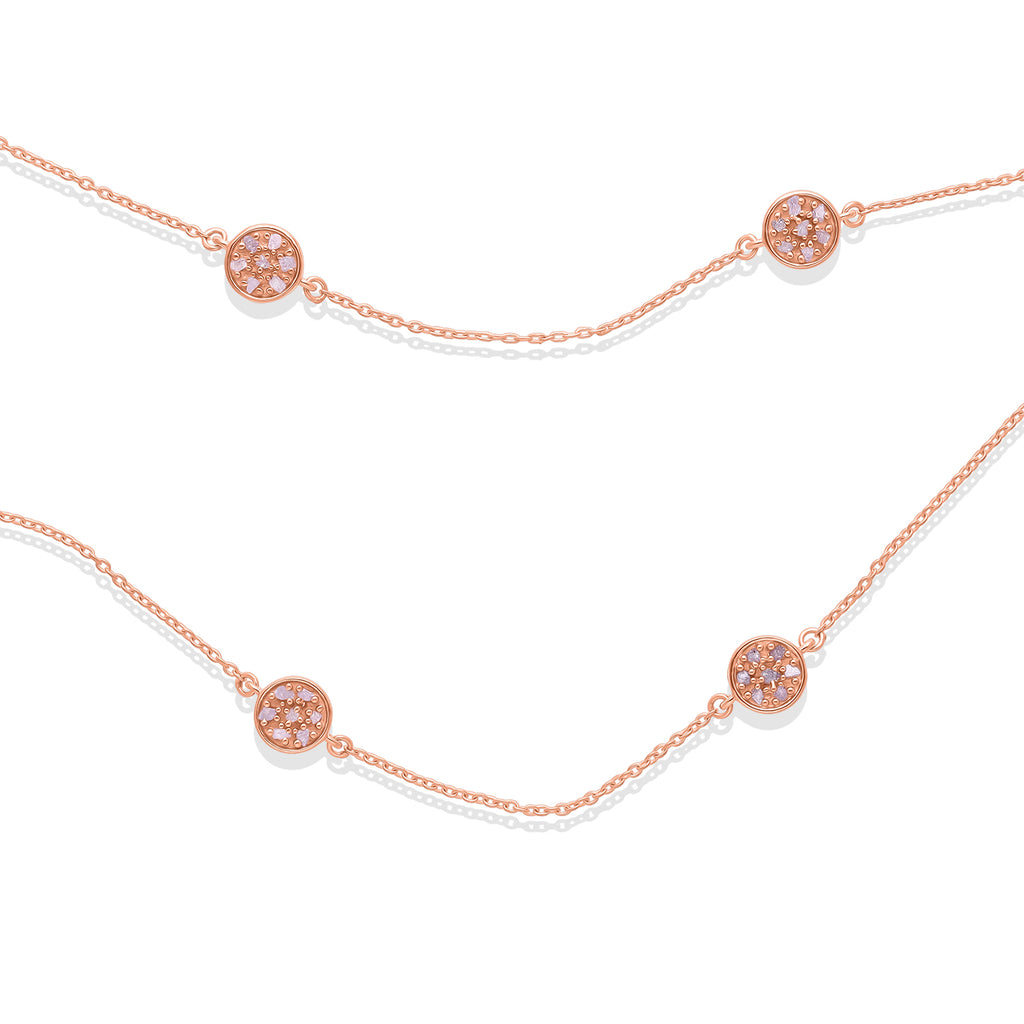 D'Joy Natürlicher Rosa Diamant (roh) Halskette ca. 45 cm  + 5 cm Extender 925 Silber 750 Roségold vermeil ca. 0.70 ct